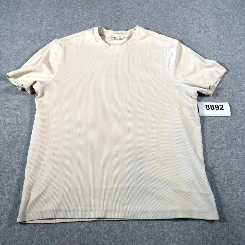 Banana Republic T Shirt Mens XL Beige Cotton Stretch Crew Neck Ribbed Casual